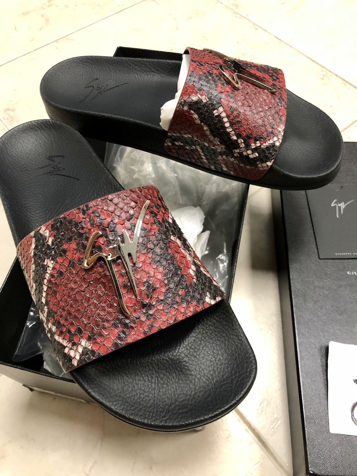 Giuseppe Zanotti Snakeskin - Embossed Leather Slides Sandal Size US 8 / EU 41 - 13 Thumbnail