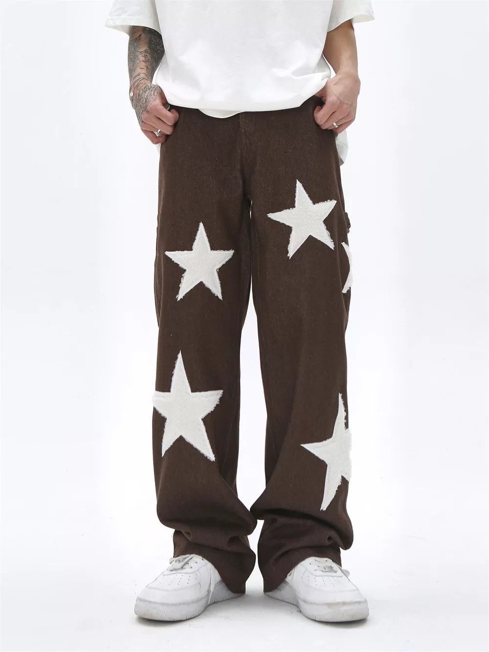 Stars Embroidery Baggy Pants