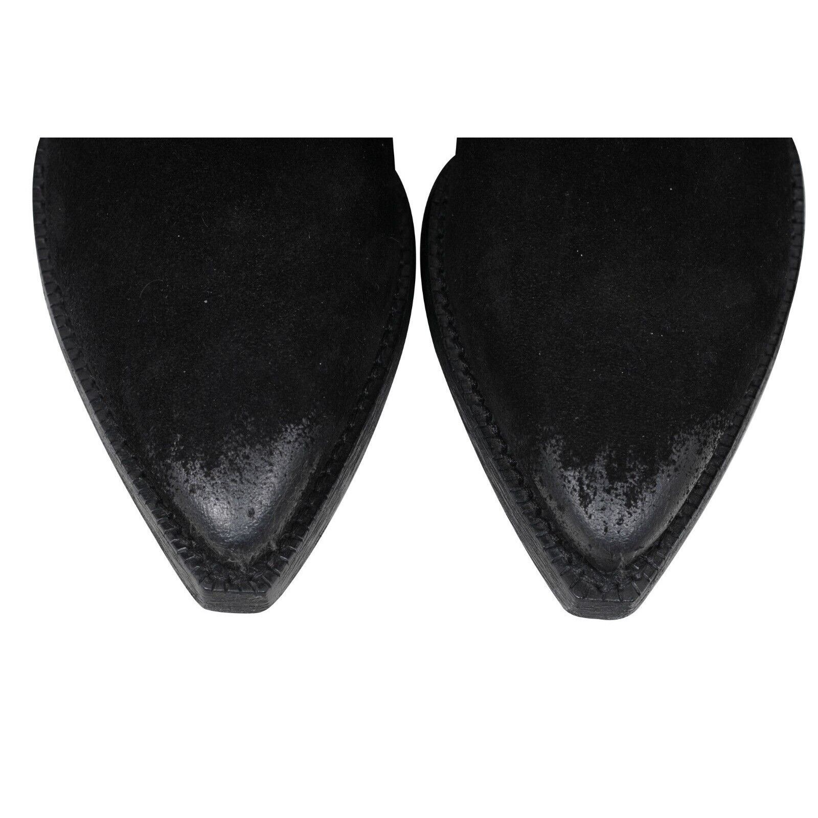 Saint Laurent Paris Lukas Western Suede Fringe Boots Size US 5.5 / IT 35.5 - 4 Thumbnail