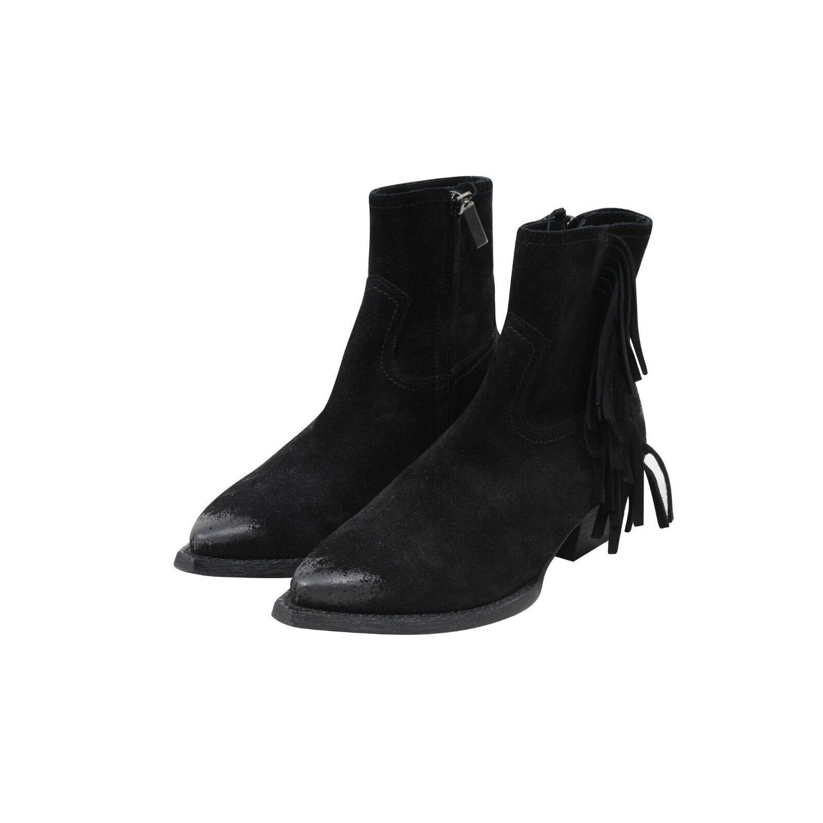 Saint Laurent Paris Lukas Western Suede Fringe Boots Size US 5.5 / IT 35.5 - 3 Thumbnail
