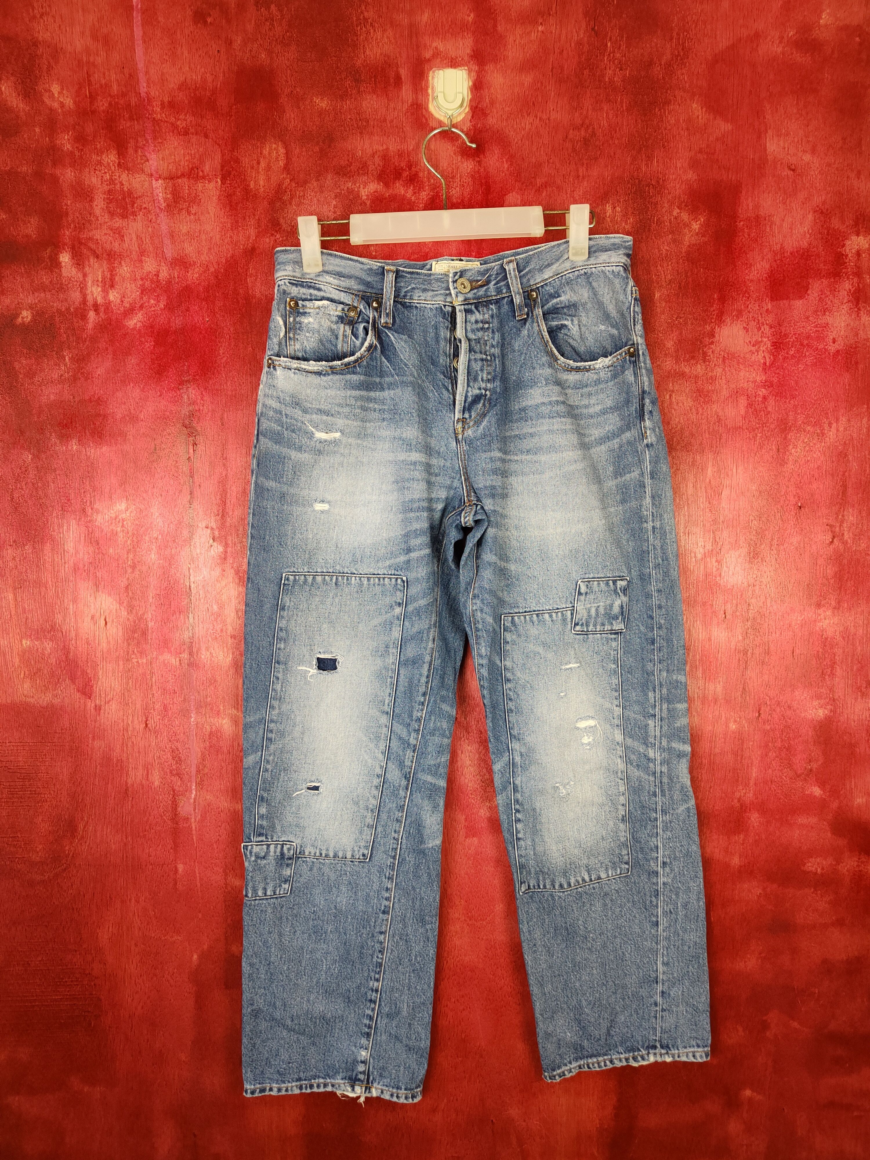 Japanese Brand Universal Blue patchwork denim Jeans #4944 Size US 28 / EU 44 - 1 Thumbnail