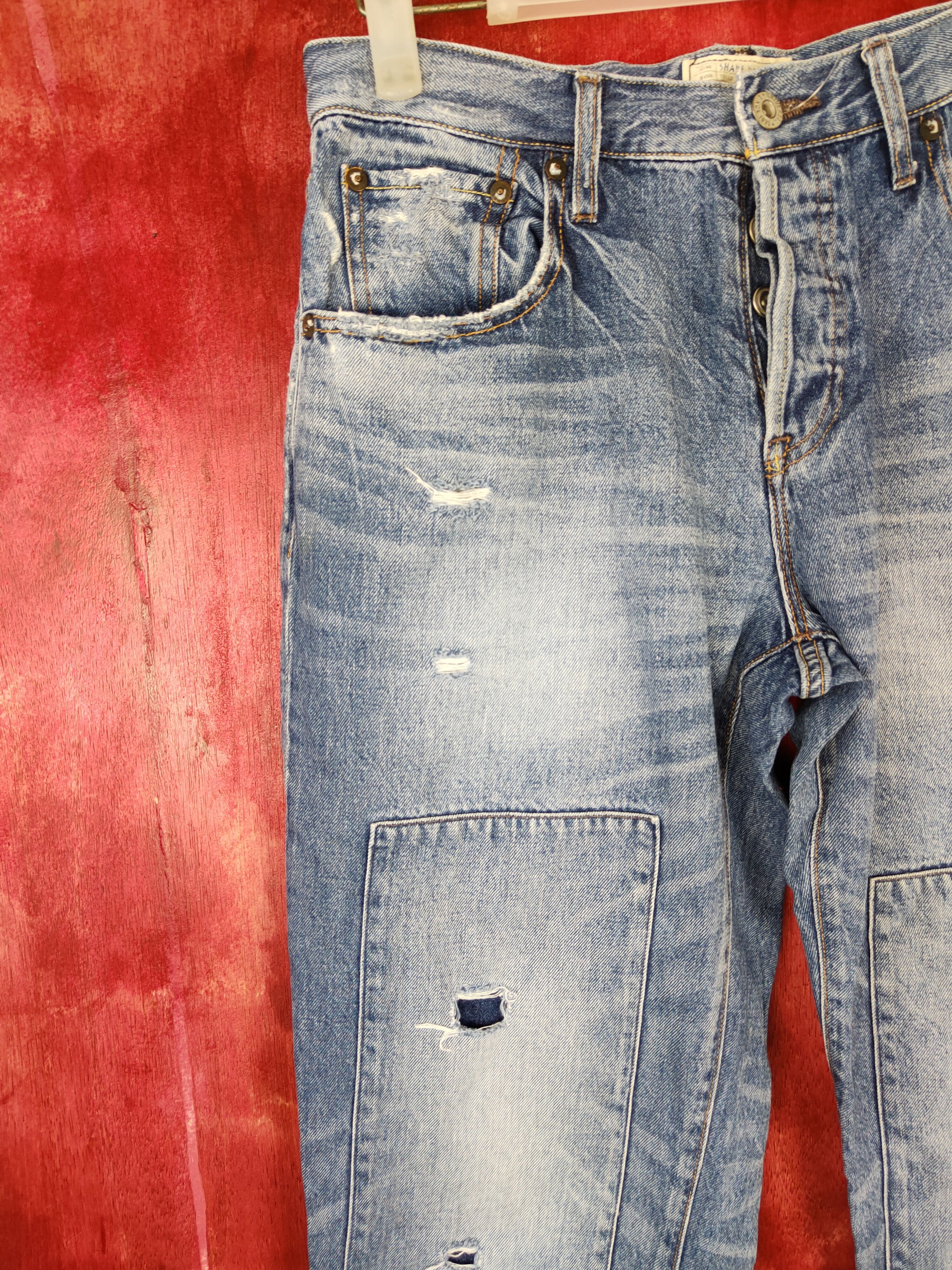 Japanese Brand Universal Blue patchwork denim Jeans #4944 Size US 28 / EU 44 - 3 Thumbnail