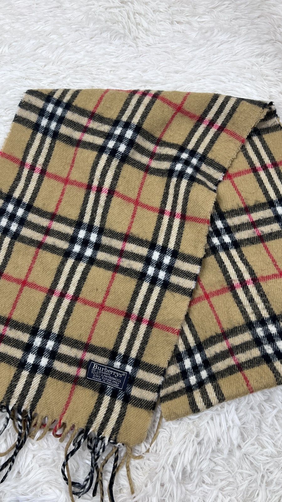 Burberry Burberrys Novacheck Beige 100% Lambswool Scarf Muffler Size ONE SIZE - 6 Thumbnail