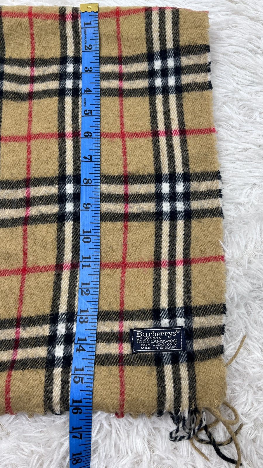 Burberry Burberrys Novacheck Beige 100% Lambswool Scarf Muffler Size ONE SIZE - 8 Thumbnail
