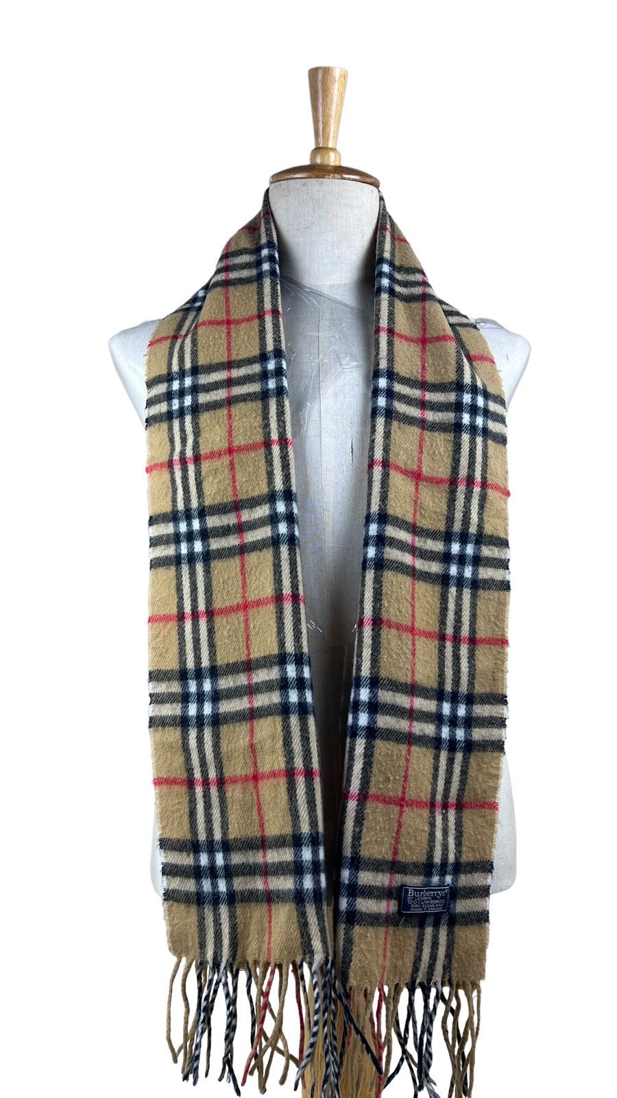 Burberry Burberrys Novacheck Beige 100% Lambswool Scarf Muffler Size ONE SIZE - 1 Thumbnail