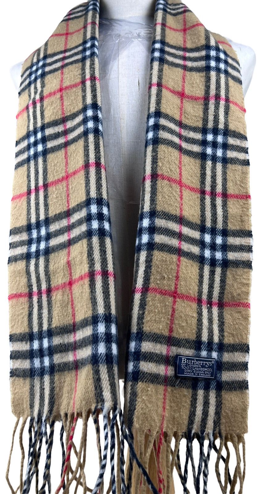 Burberry Burberrys Novacheck Beige 100% Lambswool Scarf Muffler Size ONE SIZE - 4 Thumbnail