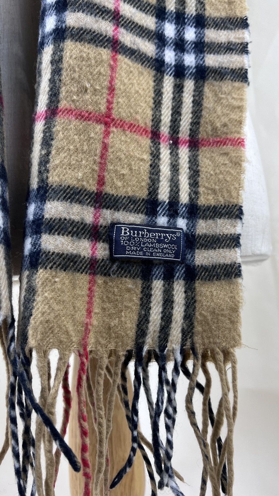 Burberry Burberrys Novacheck Beige 100% Lambswool Scarf Muffler Size ONE SIZE - 5 Thumbnail