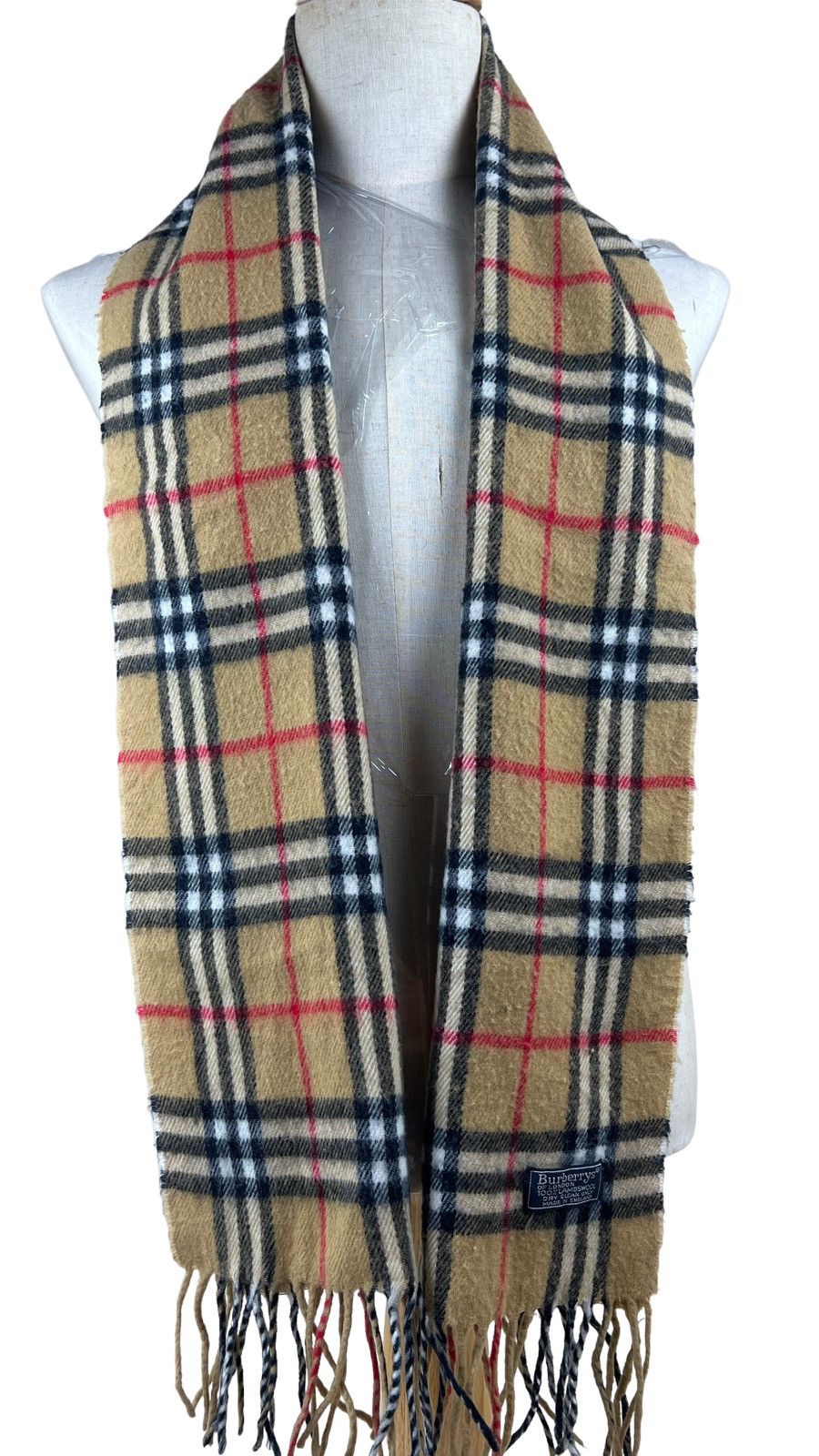 Burberry Burberrys Novacheck Beige 100% Lambswool Scarf Muffler Size ONE SIZE - 2 Thumbnail