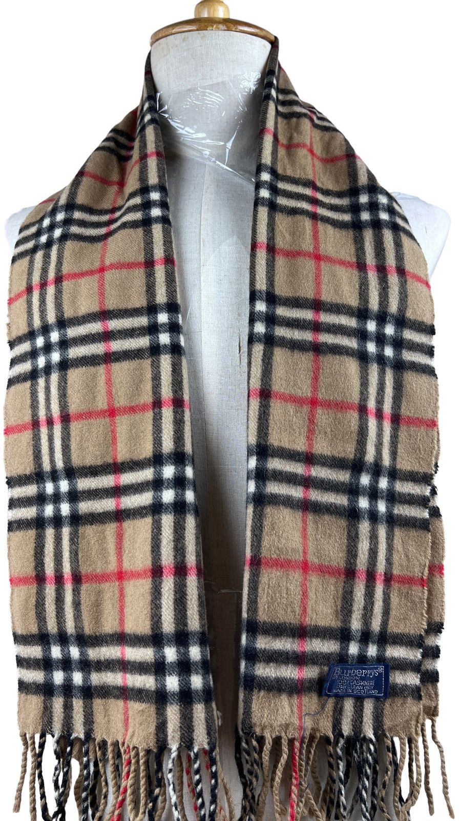 Burberry Burberrys Novacheck Beige 100% Cashmere Scarf Muffler Size ONE SIZE - 2 Thumbnail