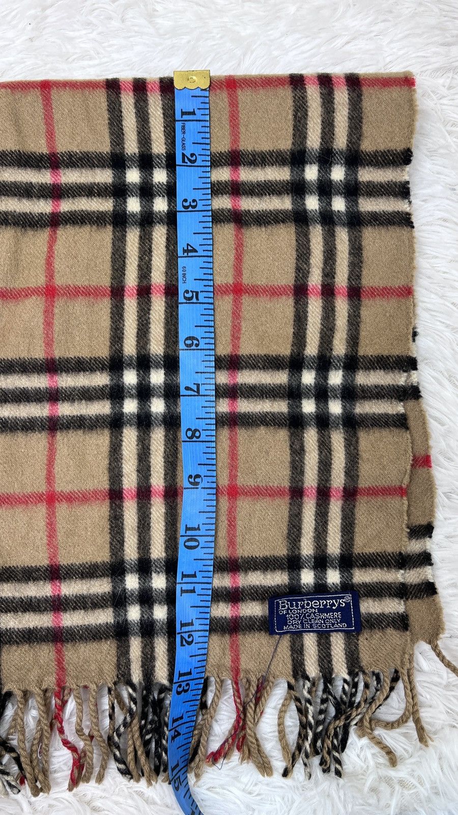 Burberry Burberrys Novacheck Beige 100% Cashmere Scarf Muffler Size ONE SIZE - 8 Thumbnail