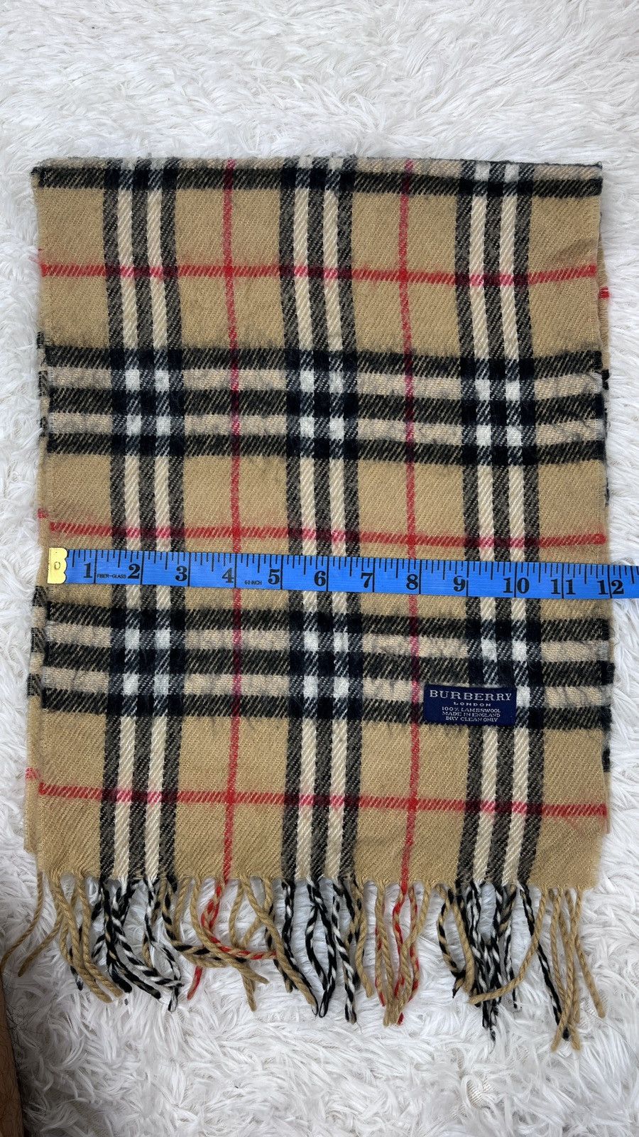 Burberry Burberry London Novacheck Beige 100% Lambswool Scarf Muffler Size ONE SIZE - 7 Thumbnail
