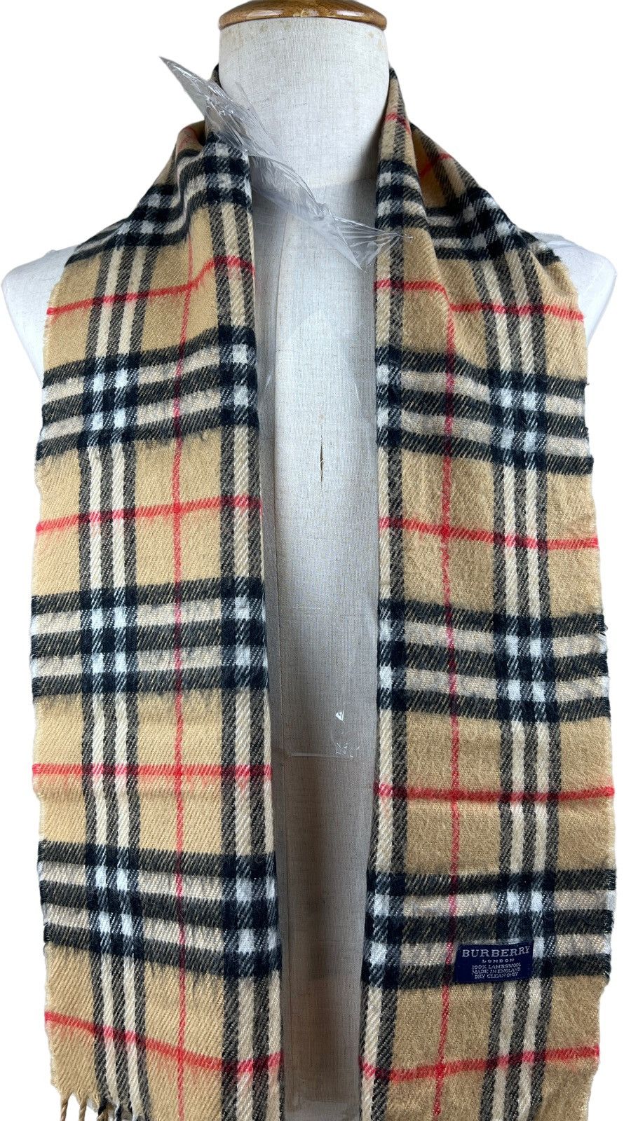 Burberry Burberry London Novacheck Beige 100% Lambswool Scarf Muffler Size ONE SIZE - 2 Thumbnail