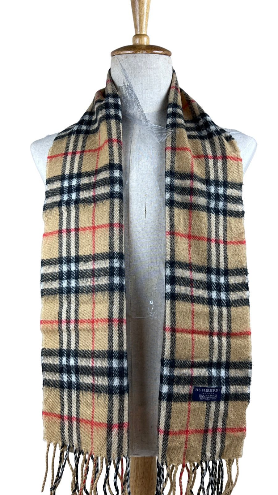 Burberry London Novacheck Beige 100% Lambswool Scarf Muffler