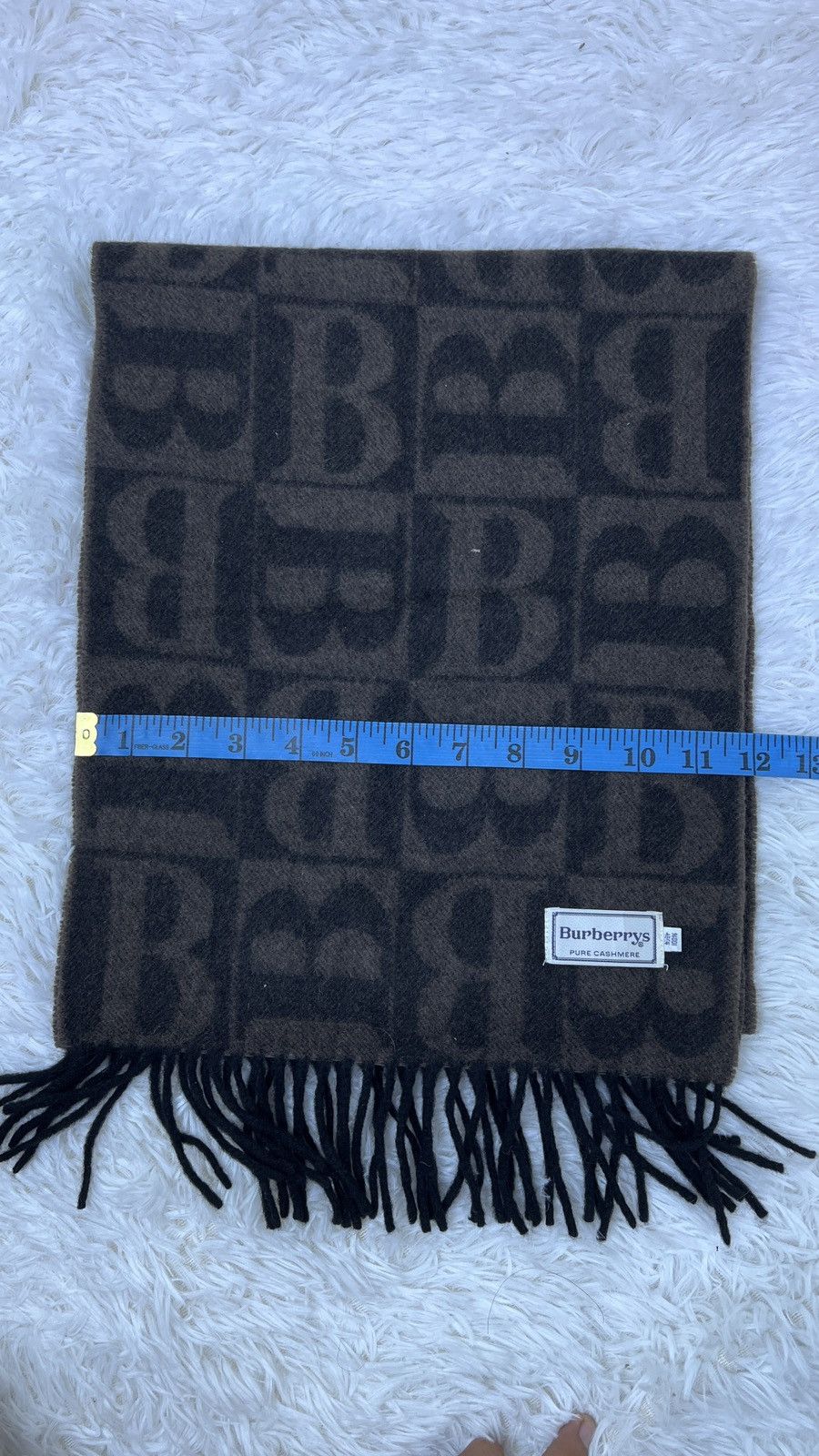 Burberry Burberrys "B" Monogram 💯% Cashmere Scarf Muffler Size ONE SIZE - 7 Thumbnail
