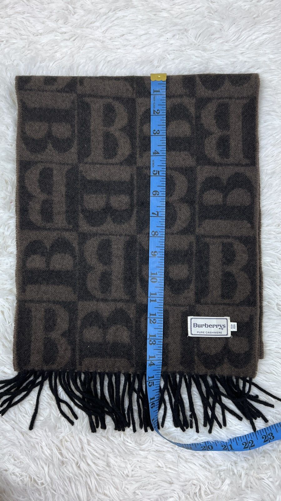 Burberry Burberrys "B" Monogram 💯% Cashmere Scarf Muffler Size ONE SIZE - 6 Thumbnail