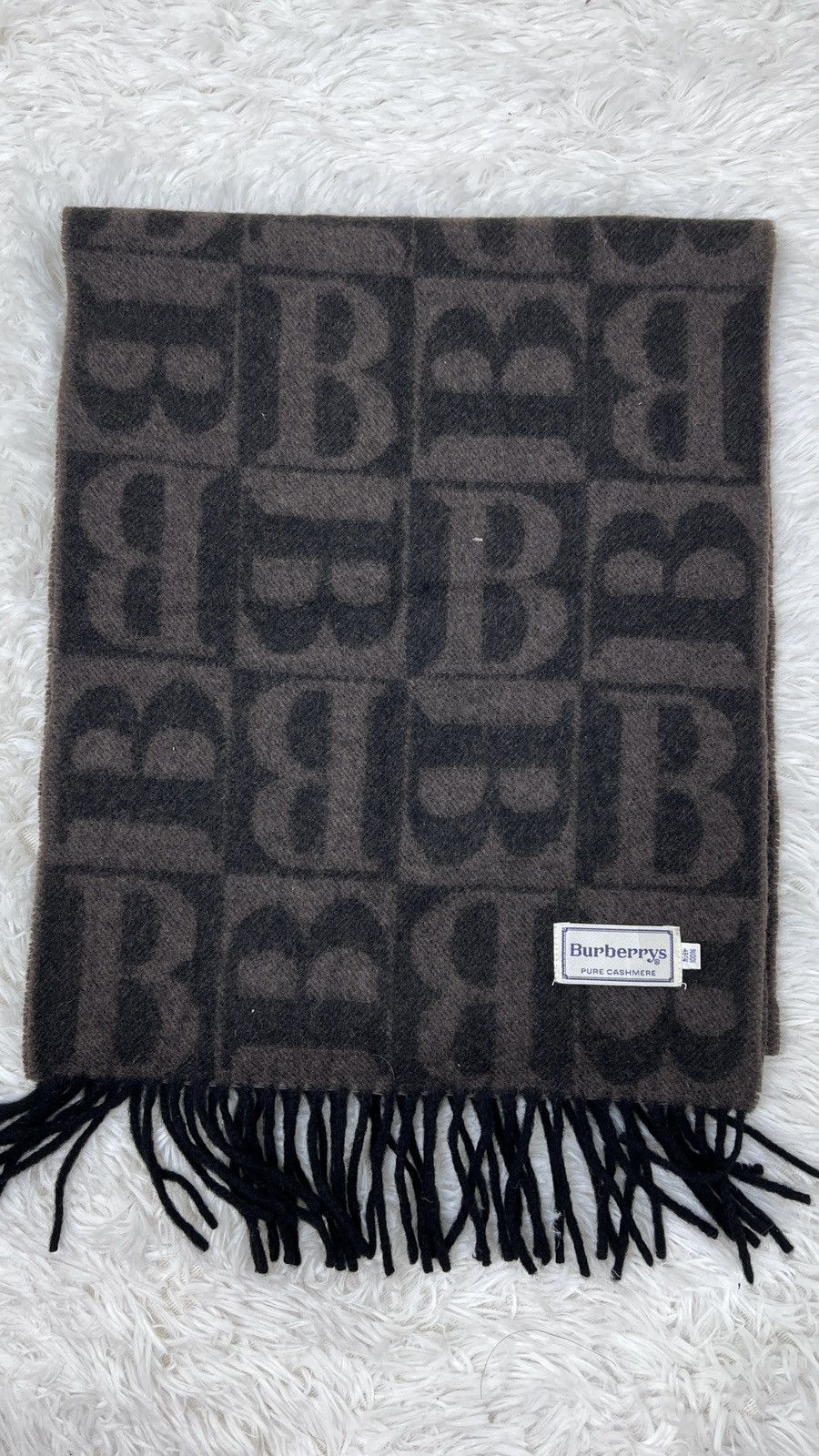Burberry Burberrys "B" Monogram 💯% Cashmere Scarf Muffler Size ONE SIZE - 5 Thumbnail