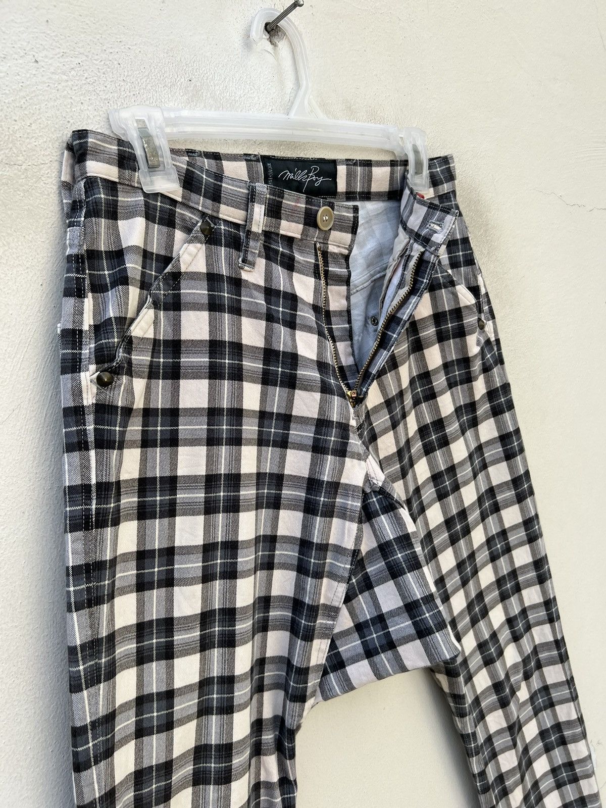 Japanese Brand Vintage Milk Boy Japan Tartan Checks Stretch Trouser Pant Size US 29 - 9 Thumbnail