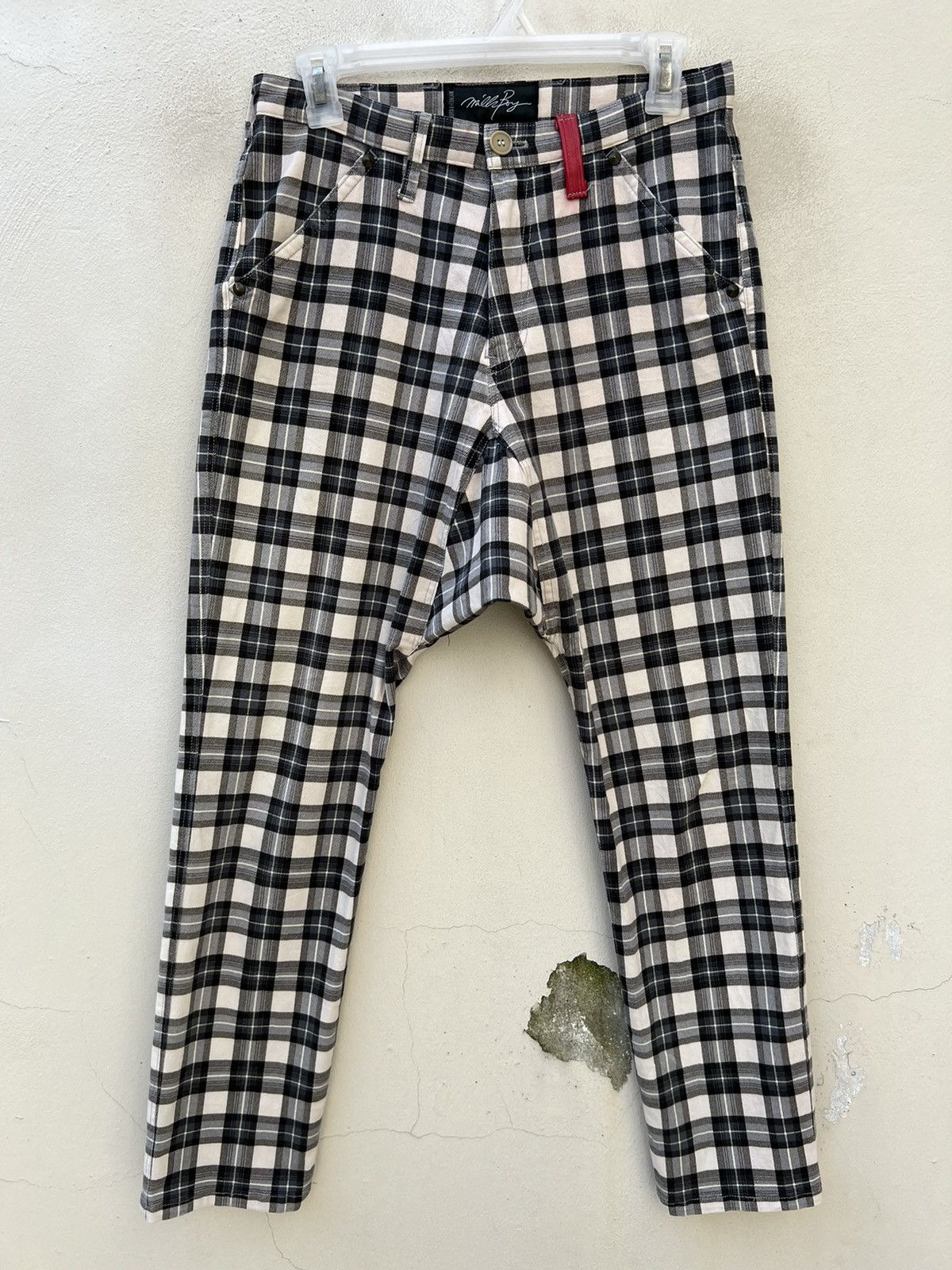 Japanese Brand Vintage Milk Boy Japan Tartan Checks Stretch Trouser Pant Size US 29 - 6 Thumbnail