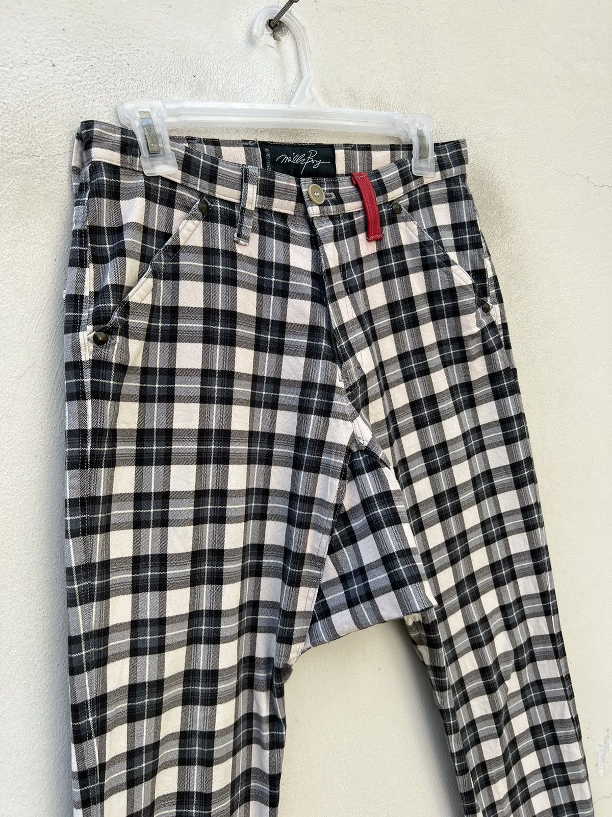 Japanese Brand Vintage Milk Boy Japan Tartan Checks Stretch Trouser Pant Size US 29 - 7 Thumbnail