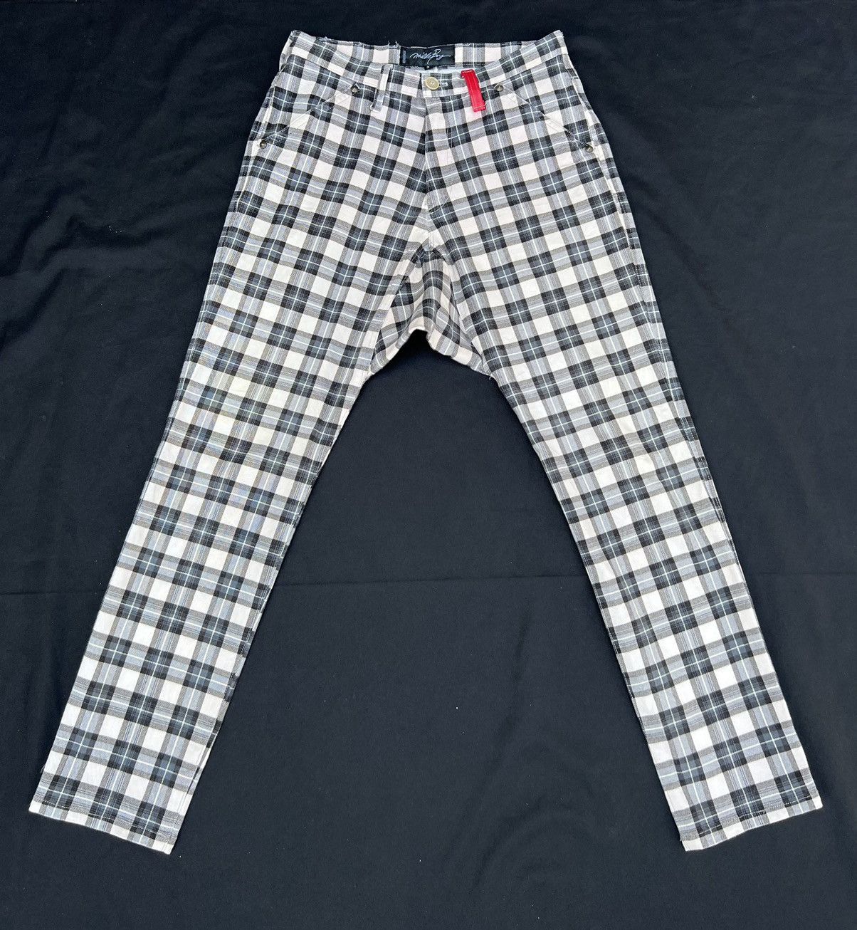Japanese Brand Vintage Milk Boy Japan Tartan Checks Stretch Trouser Pant Size US 29 - 1 Thumbnail