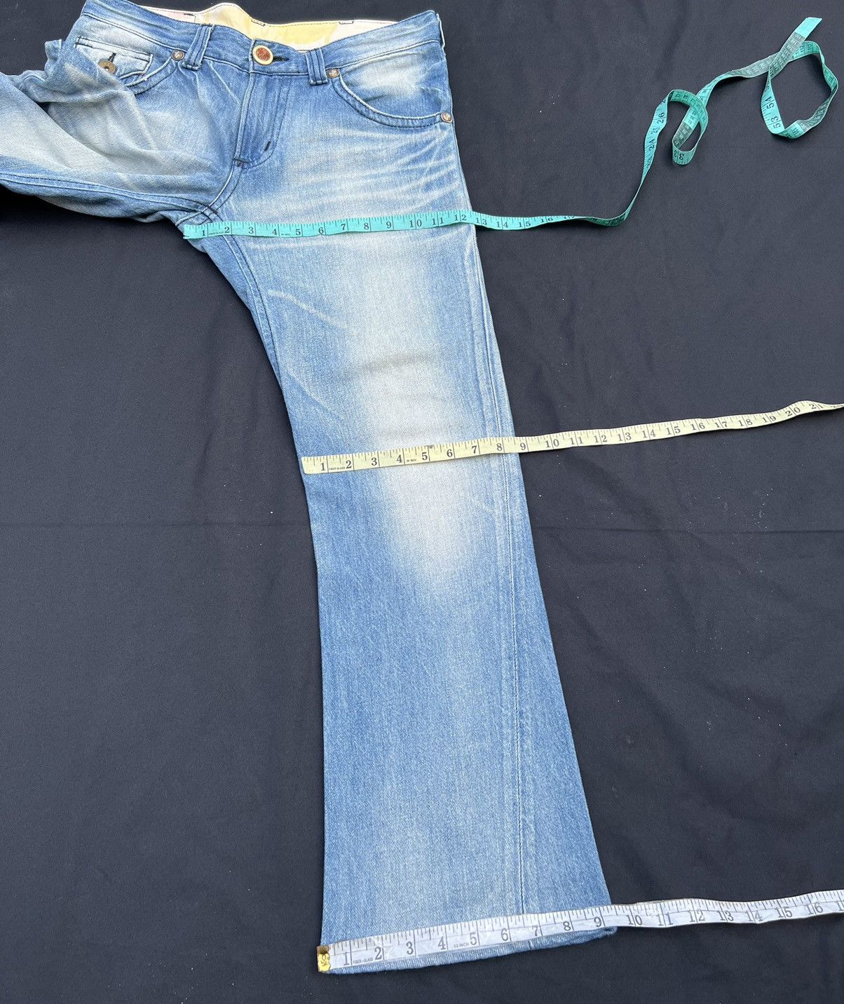 Edwin Vintage Edwin Blue Trip Fade Light Blue Denim Flare Jeans Size US 32 / EU 48 - 3 Thumbnail
