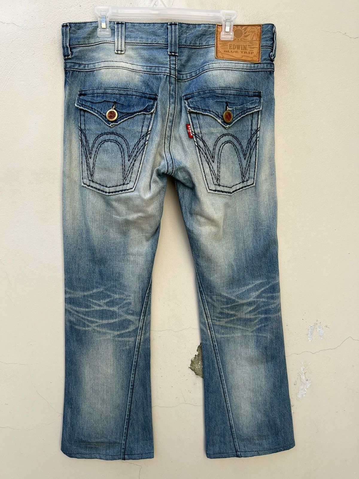 Edwin Vintage Edwin Blue Trip Fade Light Blue Denim Flare Jeans Size US 32 / EU 48 - 17 Thumbnail
