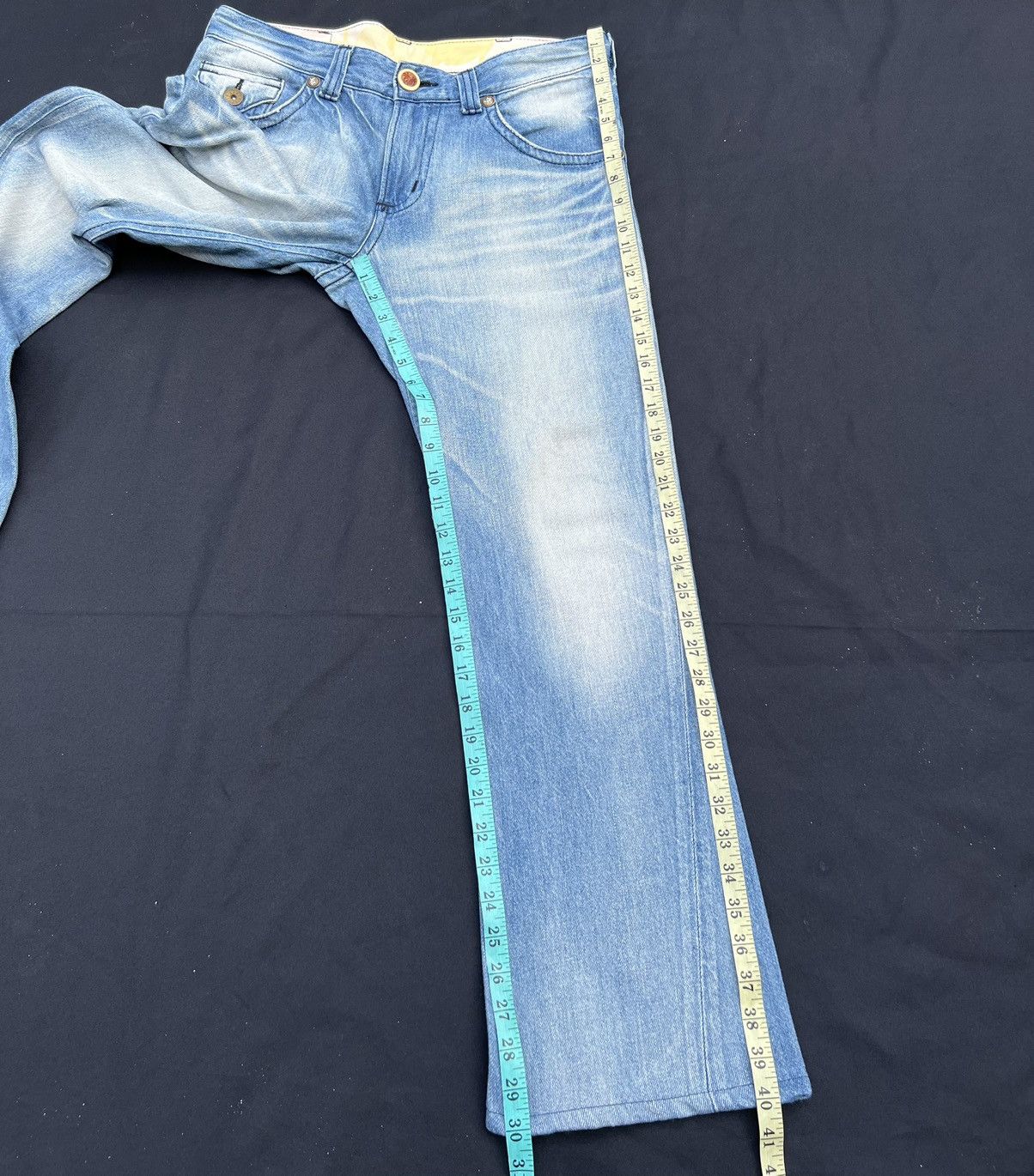 Edwin Vintage Edwin Blue Trip Fade Light Blue Denim Flare Jeans Size US 32 / EU 48 - 4 Thumbnail