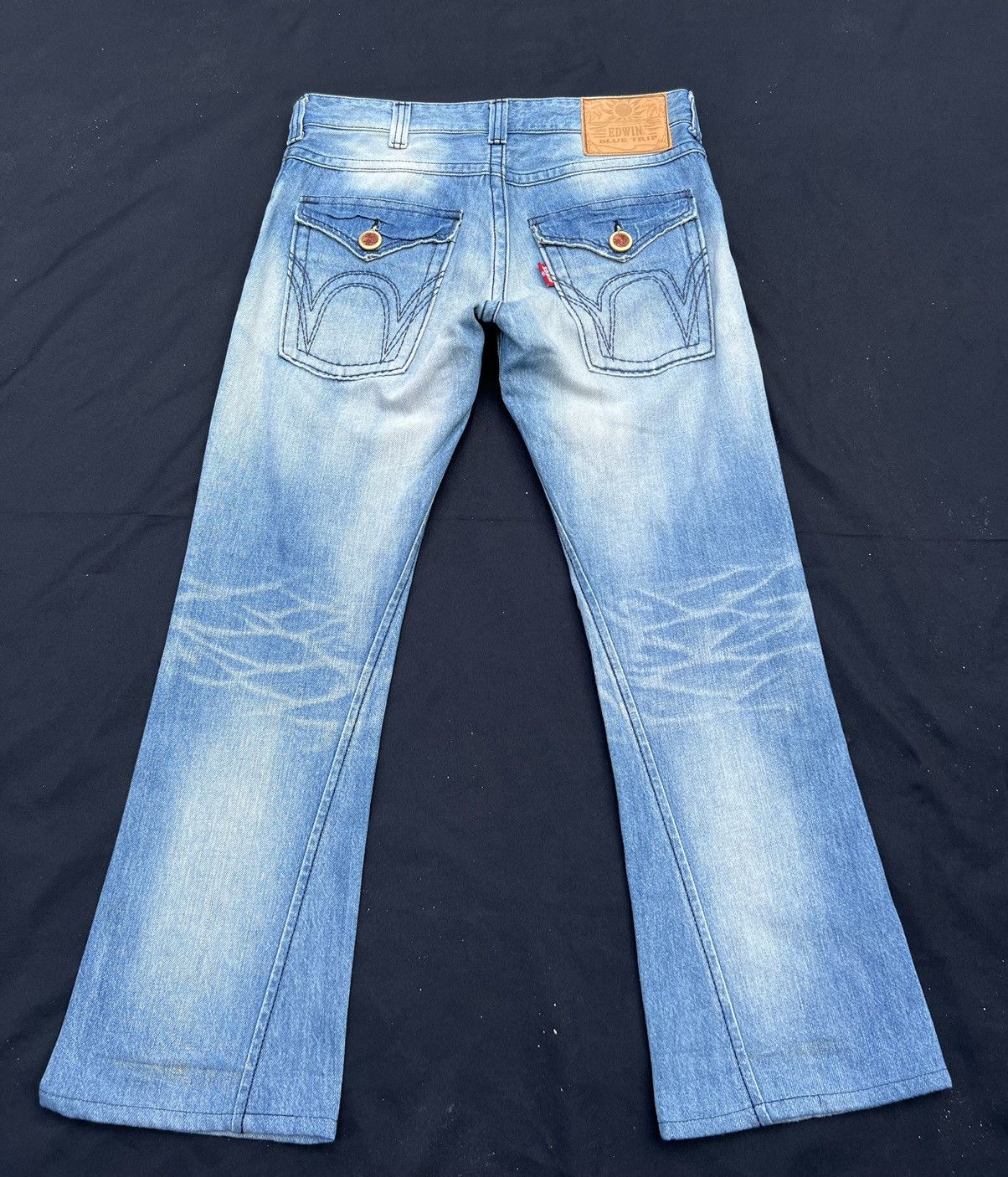Edwin Vintage Edwin Blue Trip Fade Light Blue Denim Flare Jeans Size US 32 / EU 48 - 5 Thumbnail