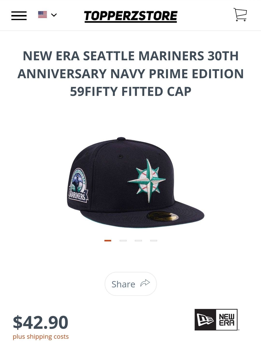 New Era Seattle Mariners Hat 7 1/8 Size 32 - 1 Preview