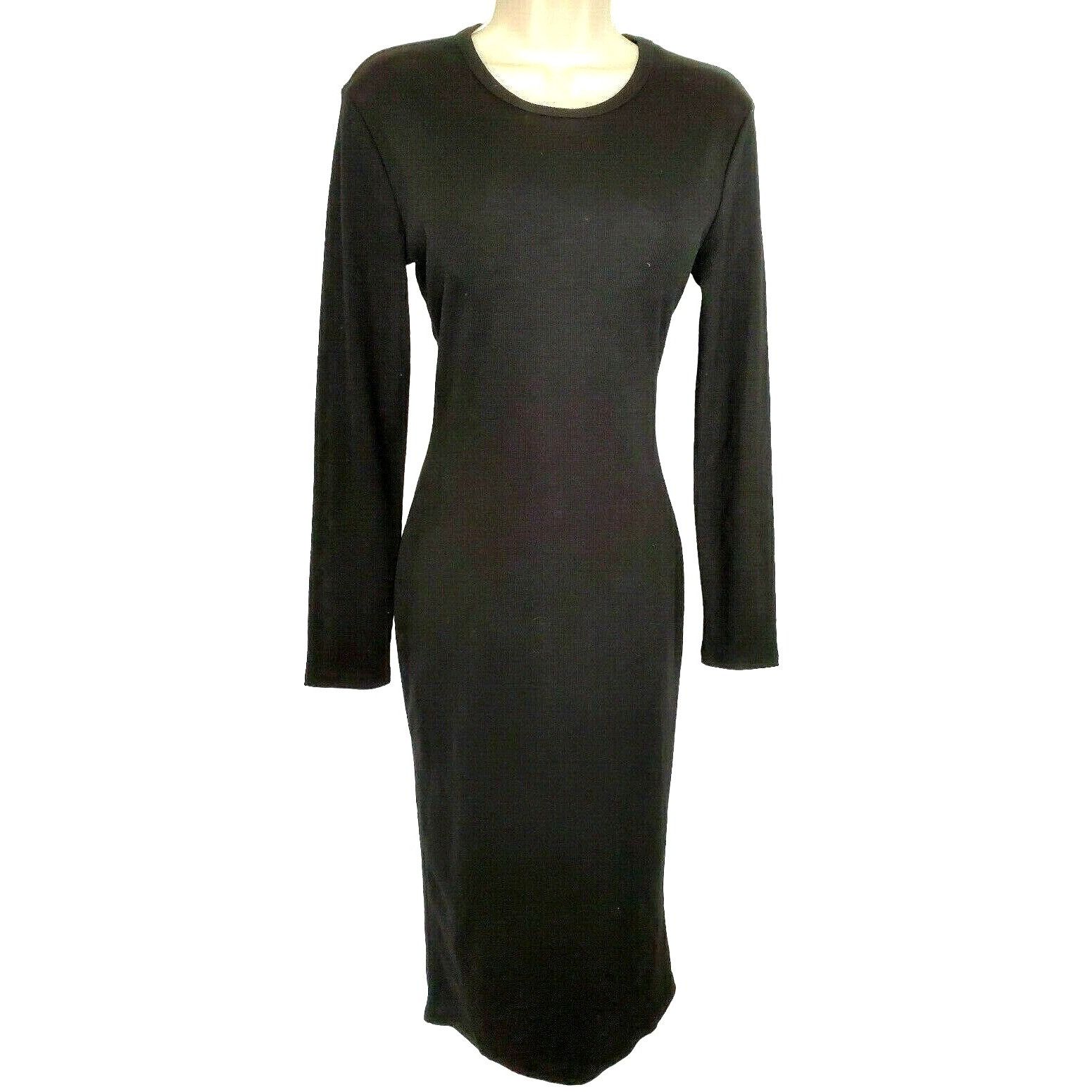 Shein Black Maxi Sheath Rib Knit Dress Long Sleeve | Grailed