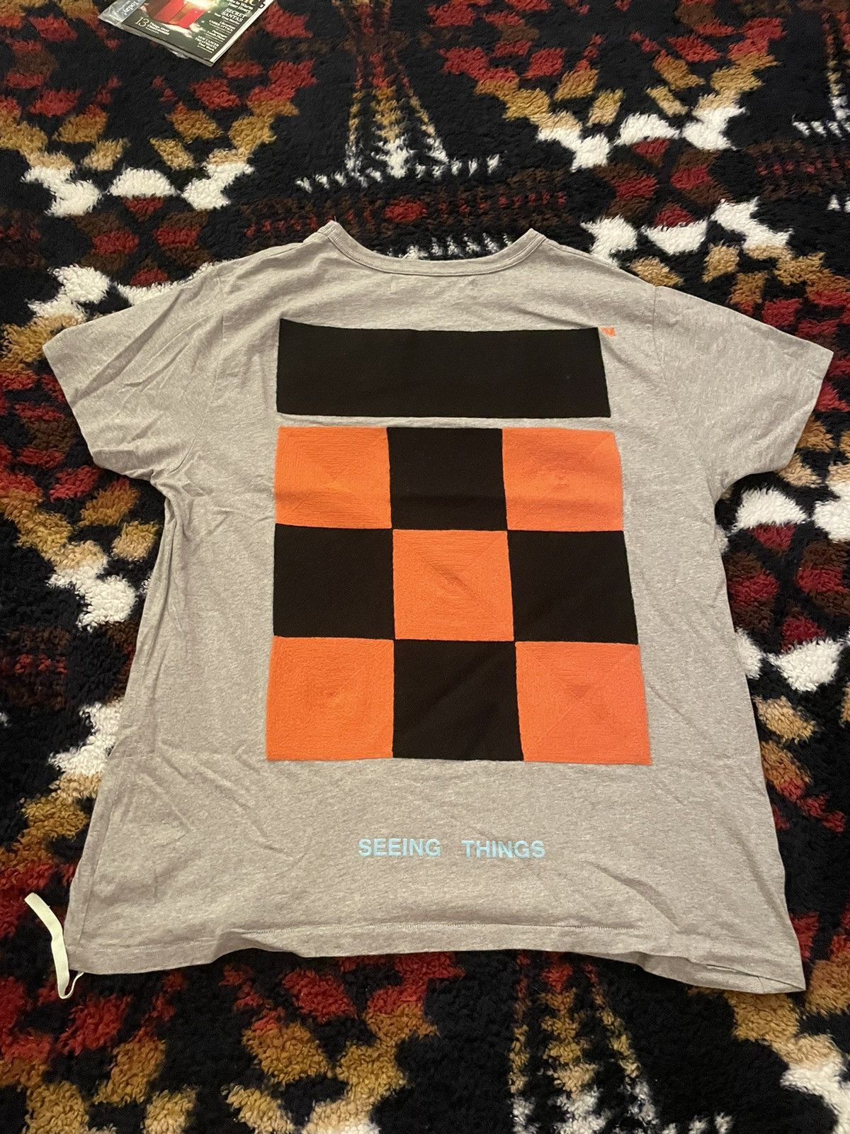 Off-White SS17 off-white mainline embroidered pixels grey orange shirt Size US L / EU 52-54 / 3 - 1 Thumbnail