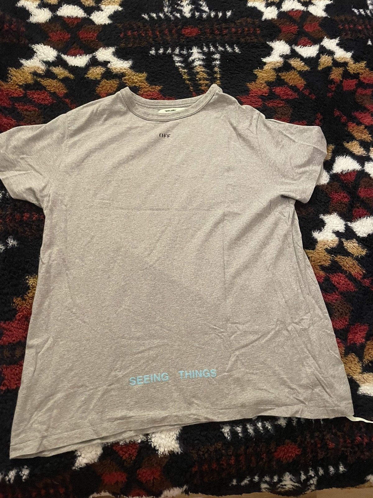 Off-White SS17 off-white mainline embroidered pixels grey orange shirt Size US L / EU 52-54 / 3 - 2 Thumbnail
