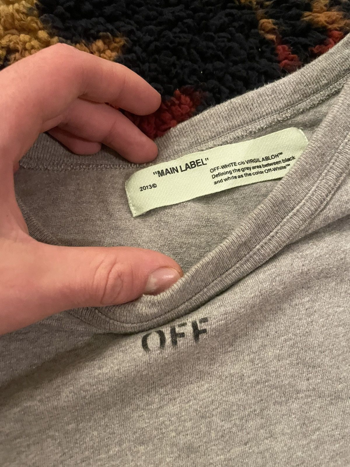 Off-White SS17 off-white mainline embroidered pixels grey orange shirt Size US L / EU 52-54 / 3 - 6 Thumbnail