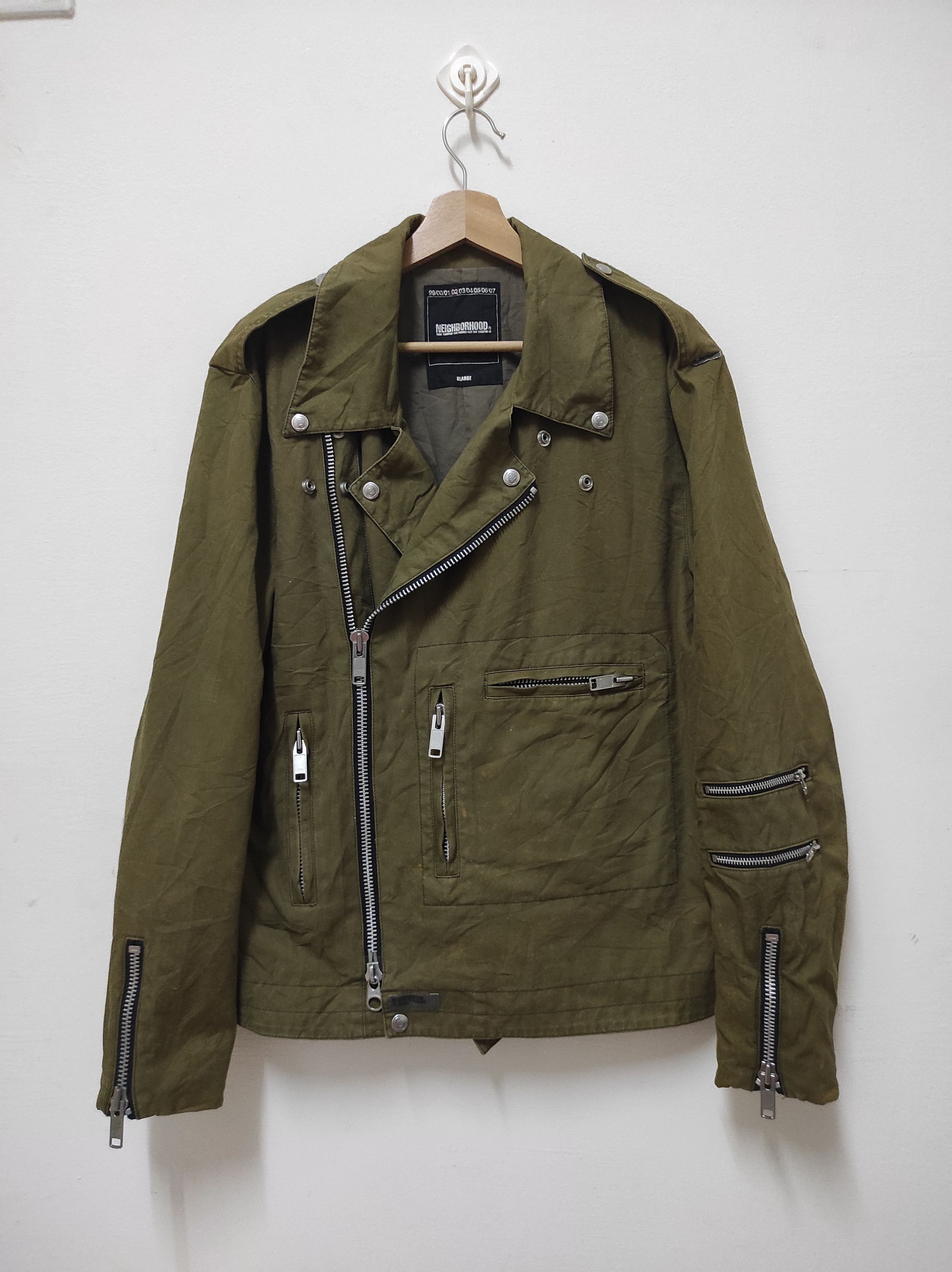 image of Neighborhood Neigborhood Bondage Punk Jacket in Army Green, Men's (Size XL)