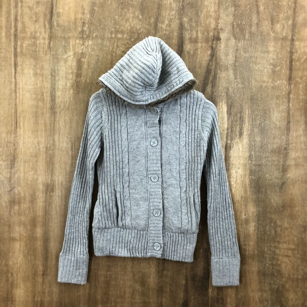 Vintage Back Number Grey Knitwear Sweater Hoodies #160