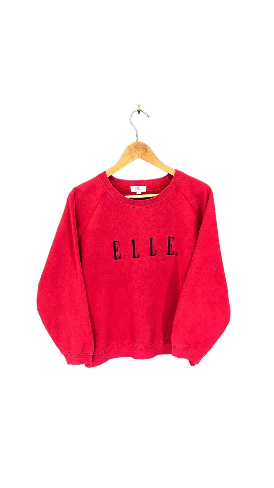 image of Vintage Japanese Elle Spell Out Logo Sweatshirt Small 4-22 in Red, Men's