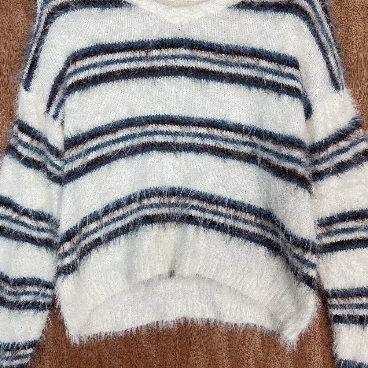 Homespun Knitwear × Japanese Brand × Solid and Striped Arrow Kurt Cobain style Stripe White Mohair Knitwear Size US M / EU 48-50 / 2 - 8 Thumbnail