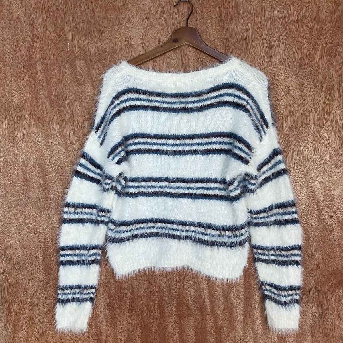 Homespun Knitwear × Japanese Brand × Solid and Striped Arrow Kurt Cobain style Stripe White Mohair Knitwear Size US M / EU 48-50 / 2 - 13 Thumbnail