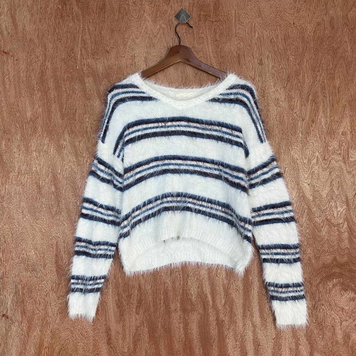 Homespun Knitwear × Japanese Brand × Solid and Striped Arrow Kurt Cobain style Stripe White Mohair Knitwear Size US M / EU 48-50 / 2 - 1 Thumbnail