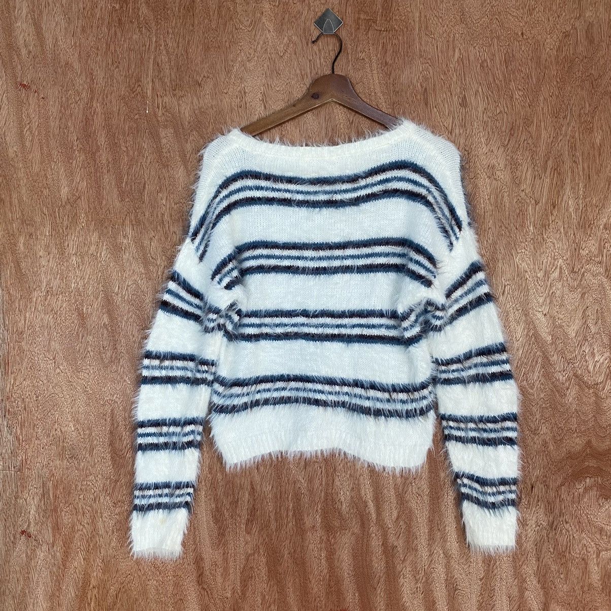 Homespun Knitwear × Japanese Brand × Solid and Striped Arrow Kurt Cobain style Stripe White Mohair Knitwear Size US M / EU 48-50 / 2 - 11 Thumbnail