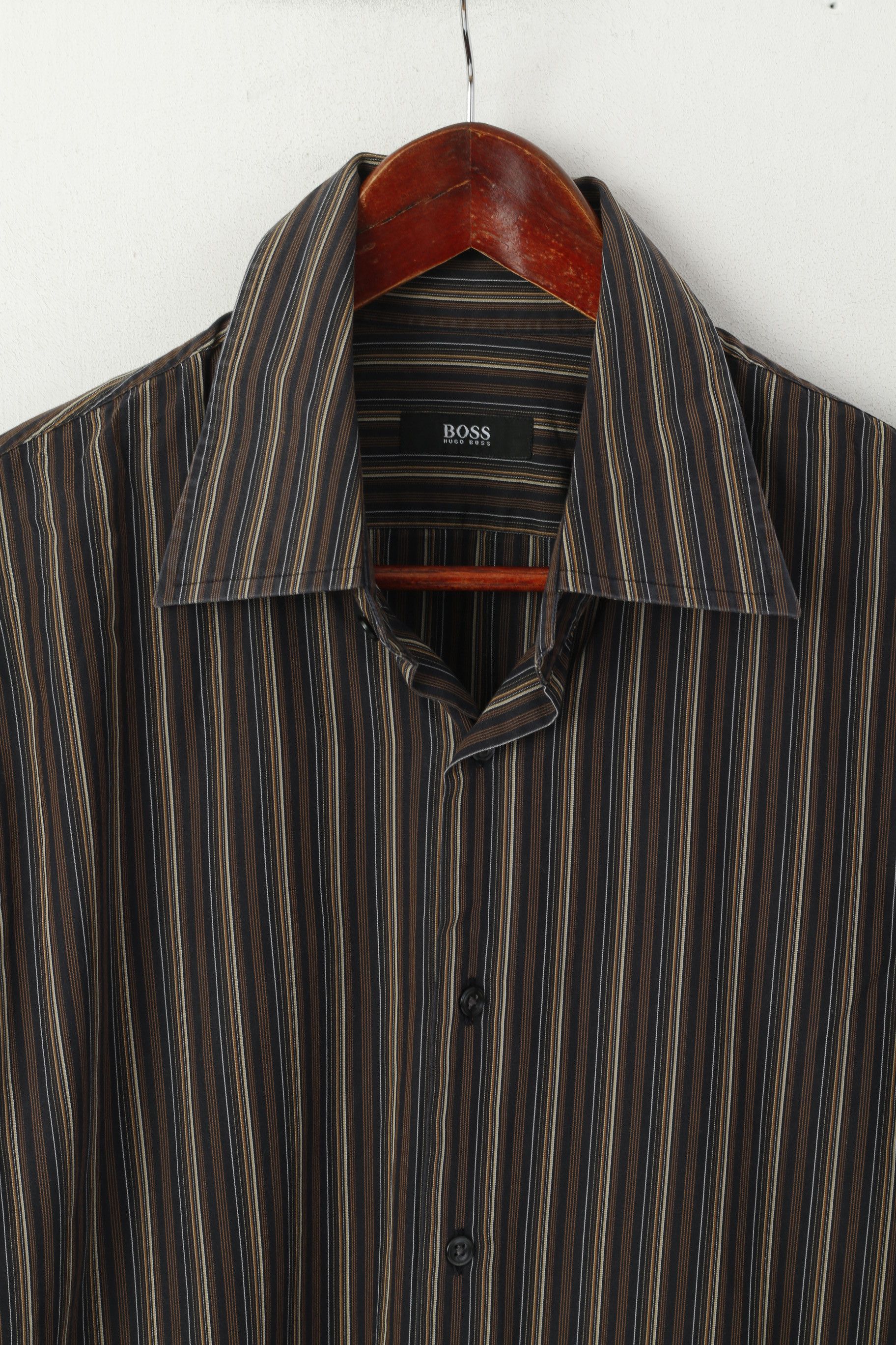 Hugo Boss Hugo Boss Men 17 43 XL Casual Shirt Brown Cotton 0622 Size US XL / EU 56 / 4 - 3 Thumbnail