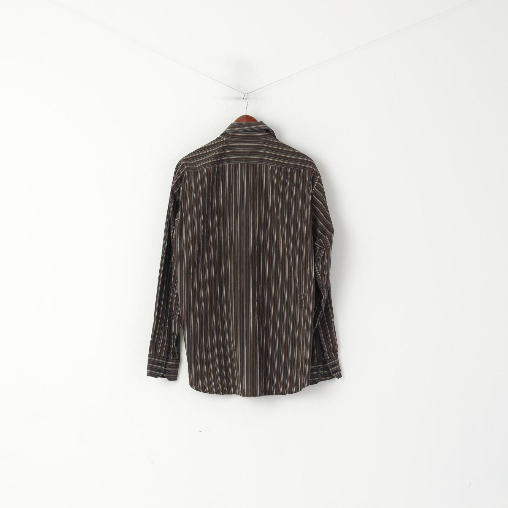 Hugo Boss Hugo Boss Men 17 43 XL Casual Shirt Brown Cotton 0622 Size US XL / EU 56 / 4 - 7 Thumbnail