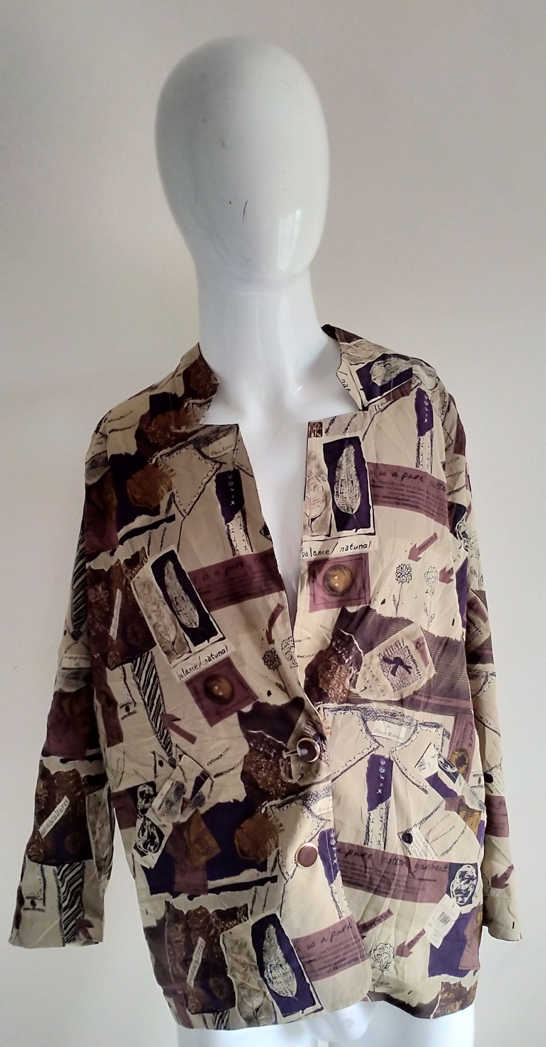 Japanese Brand × Vintage Abstract Environmental wording fullprint button jacket Size US XL / EU 56 / 4 - 1 Thumbnail