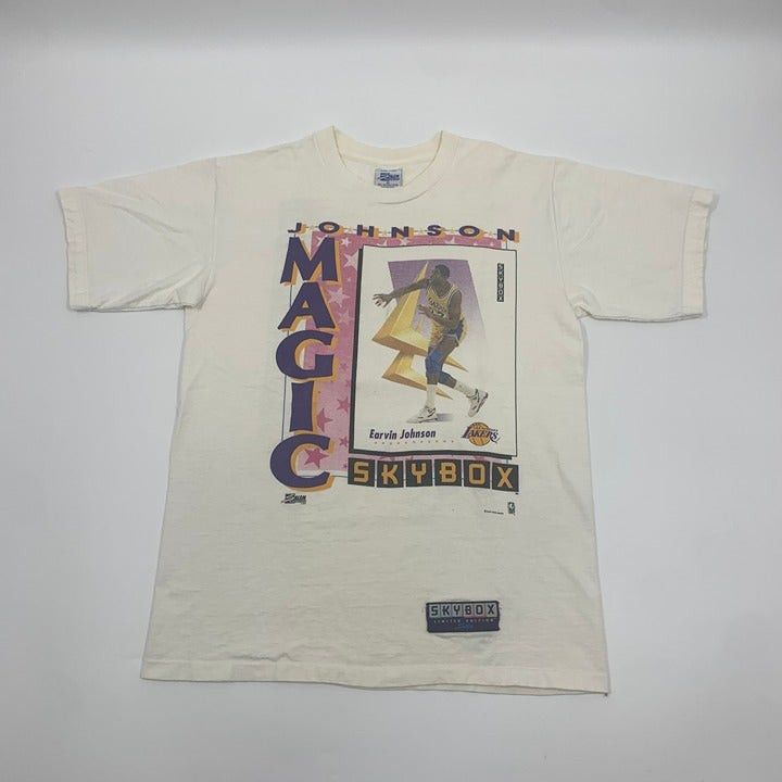 Vintage Magic Johnson Lakers Skybox T-shirt Size M