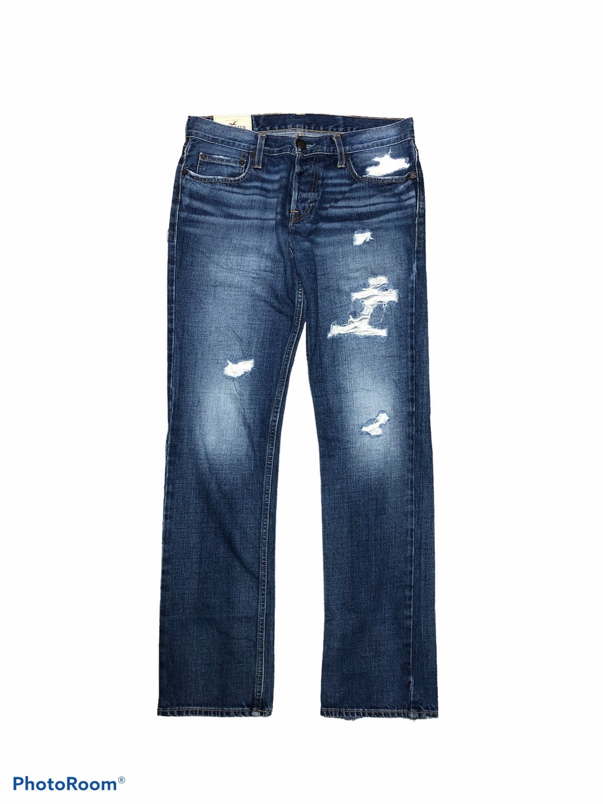 Hollister HOLLISTER DISTRESSED WASHED BLUE DENIM Size US 32 / EU 48 - 1 Thumbnail