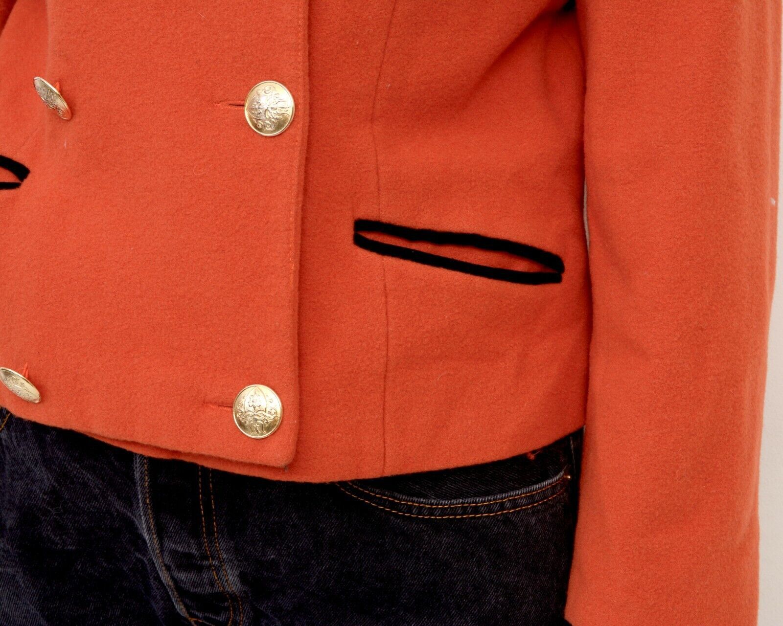 Other × Vintage Women Blazer Jacket Coat Double Breasted Golden Buttons Crop Size L / US 10 / IT 46 - 6 Thumbnail