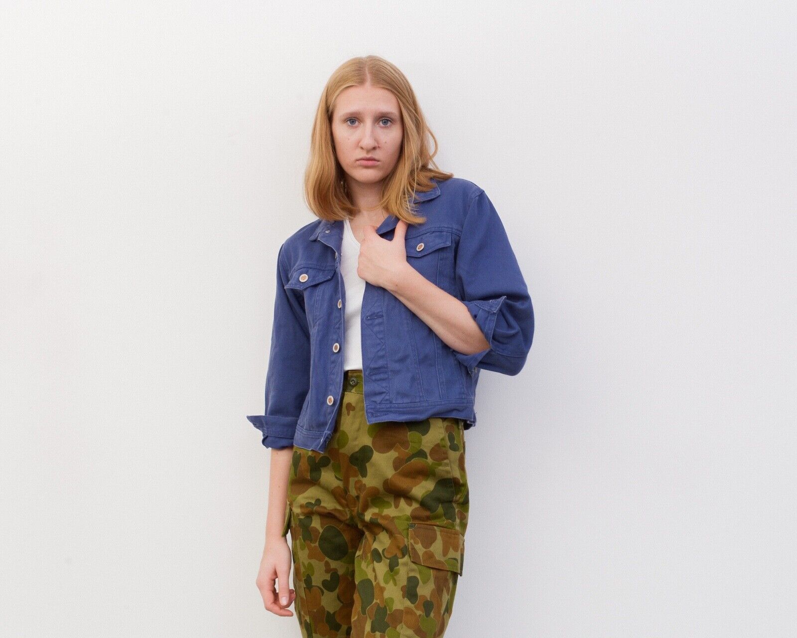 Other × Vintage 90's Women's XS Jacket Blazer Denim Button Up Purple Cropped Size XS / US 0-2 / IT 36-38 - 2 Thumbnail