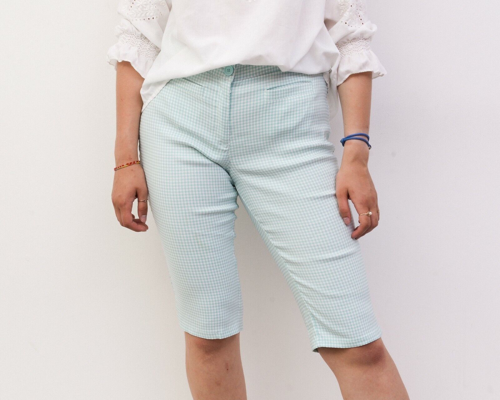 Other × Vintage 70's Check Checkerboard Funky Capri Pants Trousers Shorts Size 35" - 2 Thumbnail