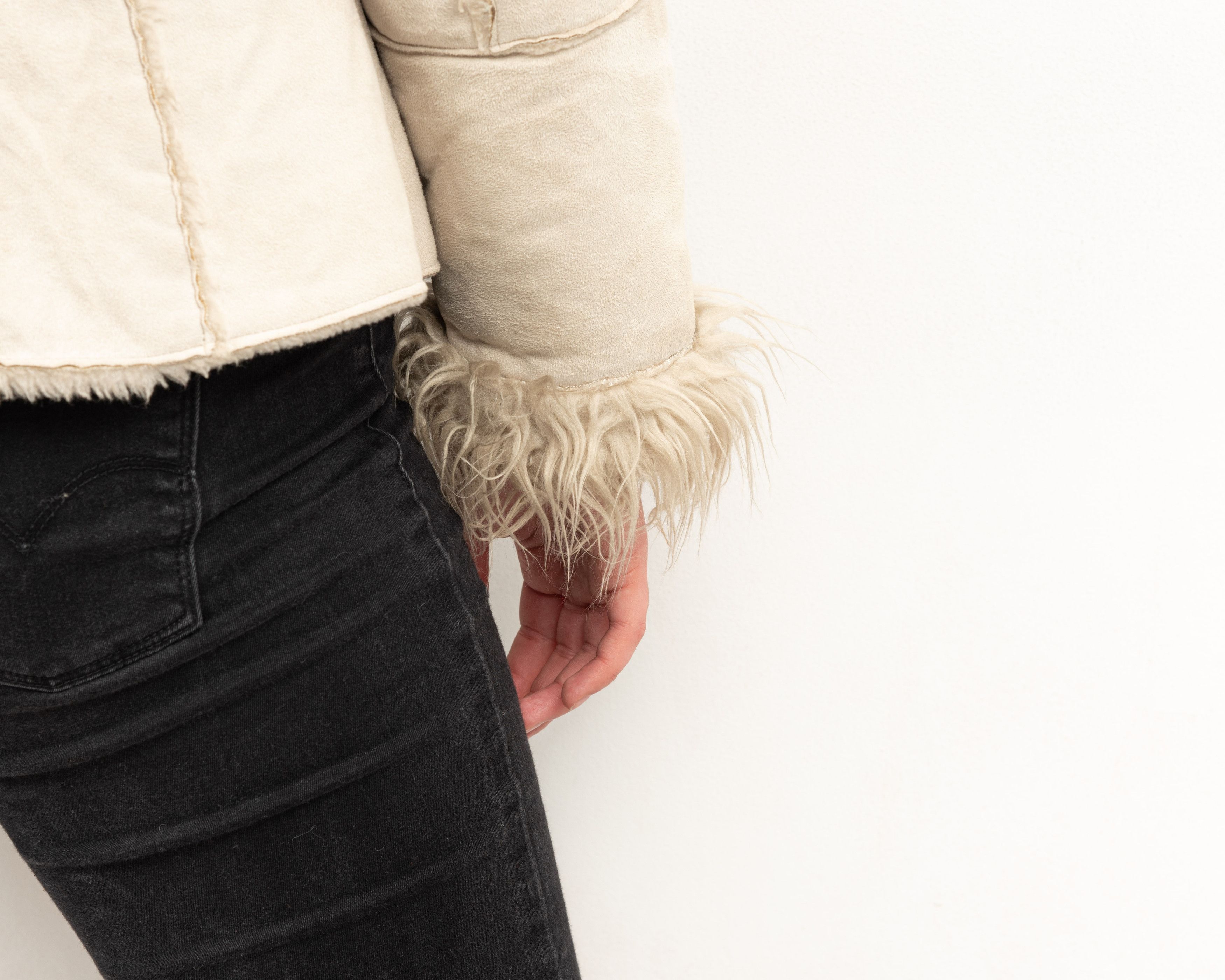 Vintage M Faux Suede Leather Fur Shearling Afghan Jacket Over Coat Size M / US 6-8 / IT 42-44 - 5 Thumbnail