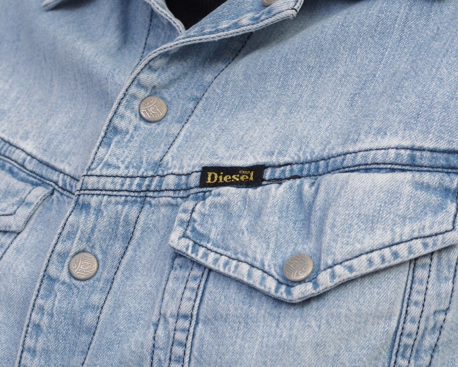 Diesel × Vintage Women's Denim Shirt Jacket Blue Snap Buttons Blazer Top Size M / US 6-8 / IT 42-44 - 6 Thumbnail
